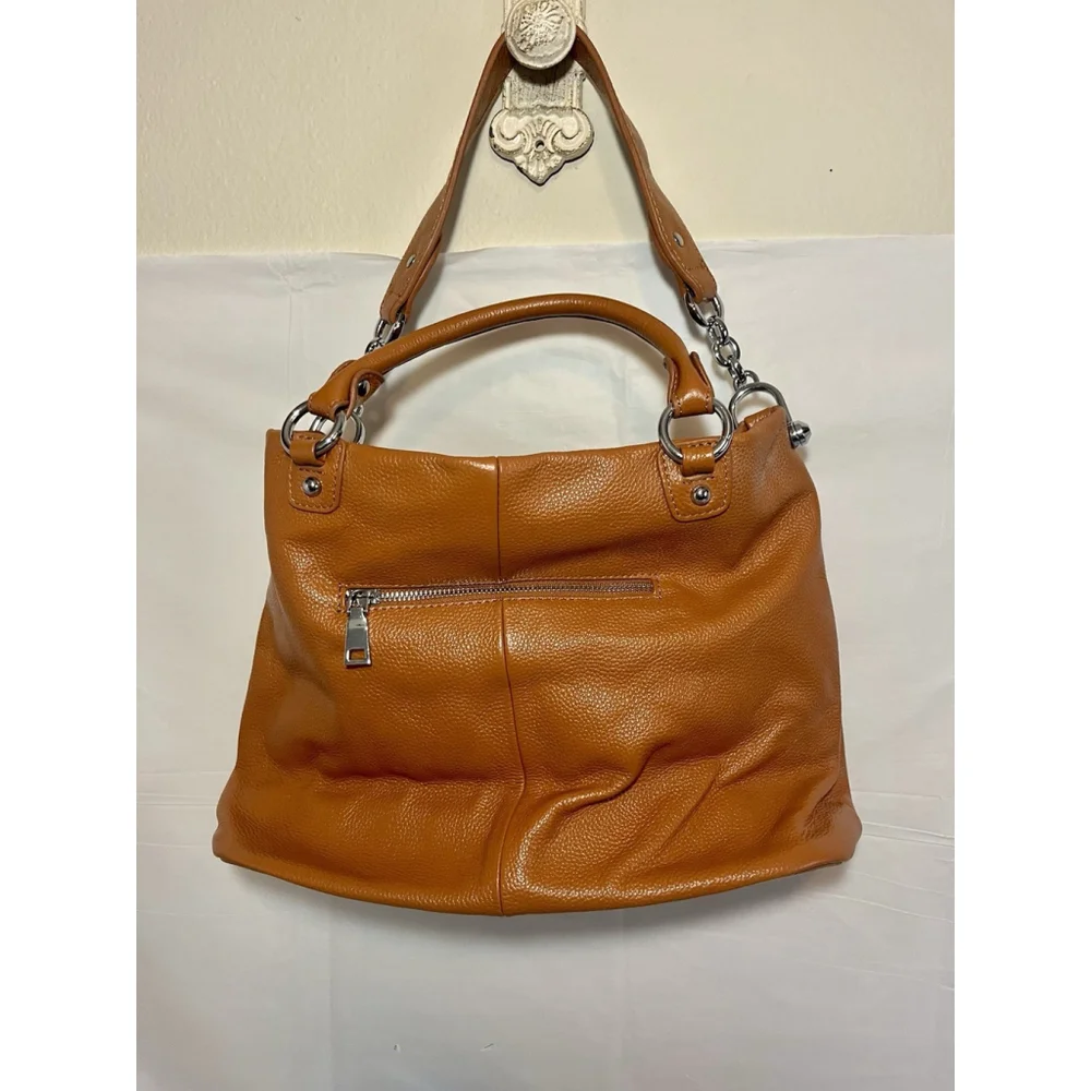 HESHE Brown Pebbled Leather Hobo Satchel Purse Tote Handbag Shoulder Bag